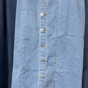 Blue Denim Button-Up Skirt